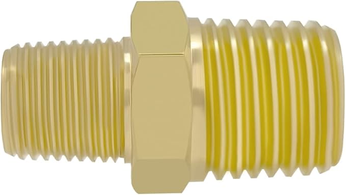 Hooshing 5PCS 3/8" NPT Male to 1/8" NPT Male Brass Pipe Fittings Reducing Hex Nipples Adapter for Plumbing