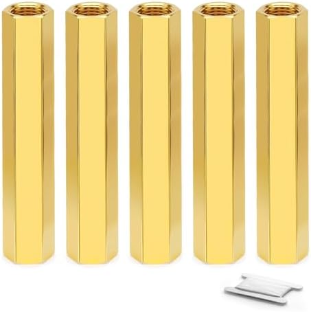 5PCS Brass Pipe Fitting, 1/8" NPT Female Nipple, 6" Length for water/oil/air/fuel