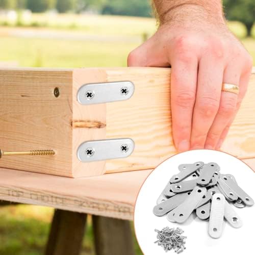 Jiozermi 24 Pcs Straight Brace, 2.4" x 0.6", Stainless Steel Silver