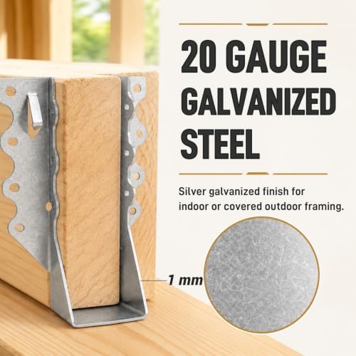 50 Pack 2x6 Joist Hangers, 20 Gauge Galvanized Wood Connectors