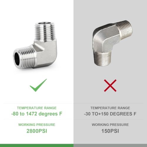 TAISHER 1pcs Forged 316L SS 90 Degree Elbow,1"NPT Male Pipe Connector