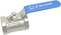 VARMHUS 1-1/2" Stainless Steel 304 Ball Valve 1Pc Type NPT Female Threaded with Heavy Duty Blue Vinyl Insulation Handle,CF8M Ristricted Flow,1000 WOG (1-1/2")
