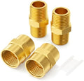 GASHER 4PCS Metals Brass Pipe Fitting, Hex Nipple Brass Hex Coupler, 1/4" x 1/4" NPT Male Thread Pipe, 1/4Inch x 1/4Inch NPT Female Thread Pipe