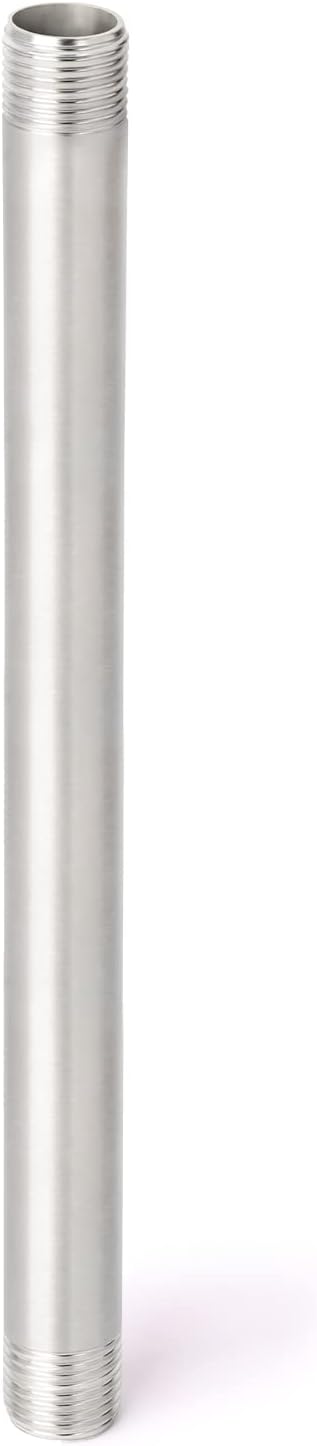TAISHER 2Pcs Stainless Steel Pipe Fittings, 1/2" NPT x 1/2" NPT Male Threaded, 12" Length Nipple Cast Pipe