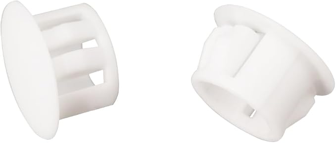 Hole Plugs 1/2" Plastic Flush Type Hole Plugs Snap in Locking Hole Tube Screw Caps Drilling Cover Plugs Fastener Covers for Kitchen Cabinet Furniture White 50 Pack