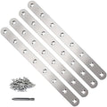 4 Pack Straight Brace,Flat Brace 9.7” x 0.75”,Stainless Steel Flat Metal Braces,Repair Bracket with Screws