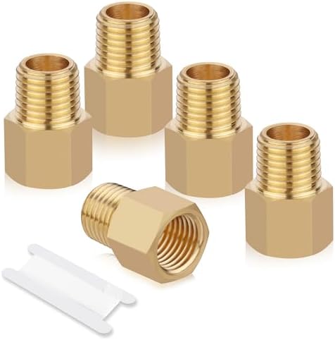 5PCS Brass Pipe Fittings Adapter,1/4" NPT Male to 1/4" NPT Female