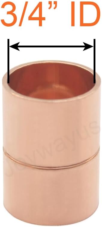 Joywayus 10PCS 3/4" ID Copper Coupling with Dimple Stop Straight Sweat Pipe Fitting Pressure Plumbing Solder Connection