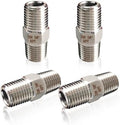 4PCS Hex Stainless Steel Nipple 1/4"NPT Male X 1/4" NPT Male Pipe Fitting 1/4 inch Stainless Steel Pipe Nipples Male Pipe Adapter Fittings Heavy Equal Nipples Connectors