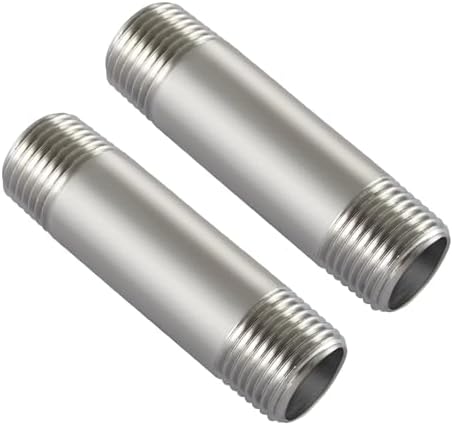 Beduan Stainless 1/4 NPT Male Threaded 4" Length Nipple Pipe Fitting 2 PCS