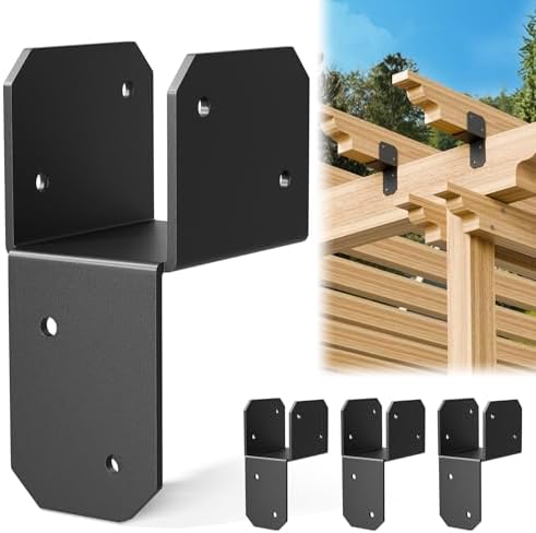 4Pcs 2x4 Joist Anchor Connector - Heavy Duty Steel Post Cap Tie Brakcet, 15 Gauge Carbon Steel, Post to Beam Connector Fits 2x4 Lumber(Actual Size 1.5"x3.5")