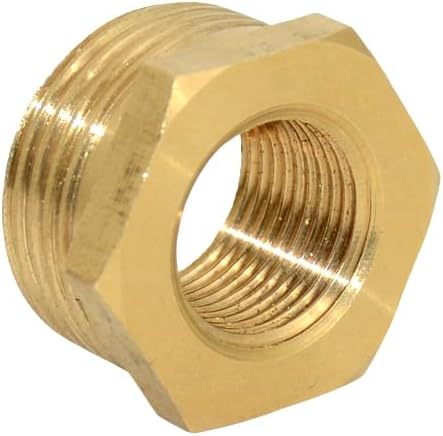 2pcs 3/8" NPT Male To 3/4" NPT Female Brass Reducer Thread Hex Bushing Brass Threaded Pipe Fitting,Hex Reducing Convert Adapter Pipe Fitting (3/8"*3/4")