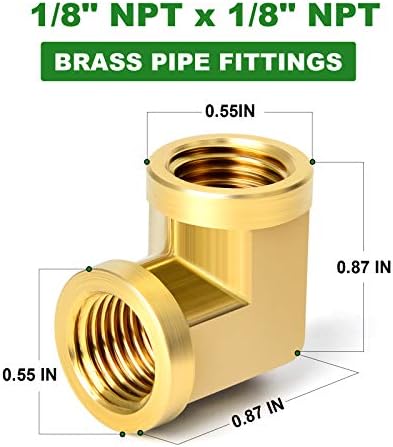 TAISHER 5PCS 90 Degree Barstock Street Elbow, 1/8 Inch NPT Female Pipe to 1/8 Inch NPT Female Brass Pipe Fitting