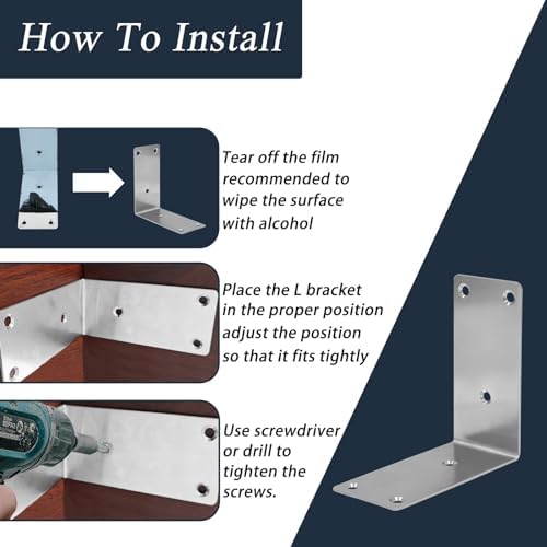30PCS L-Shaped Corner Brackets, 4"X1"X1" 304 Stainless Steel Angle Bracket