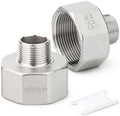 TAISHER 2PCS 304 Stainless Steel Pipe Fitting, Reducer Adapter, 3/4" NPT Male x 1-1/2" NPT Female