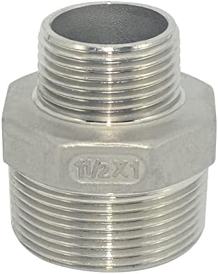 1-1/2" x 1" Male Threaded Reducing Nipple Fitting/Adapter,Stainless Steel SS304 NPT Pipe Hex Reducer