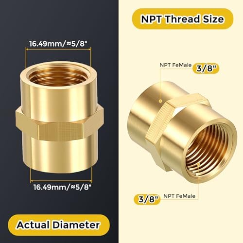 METALLIXITY 12PCS 3/8" FeMale NPT x 3/8" FeMale NPT Thread Brass Coupling