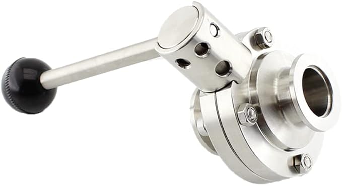 SHERICH KF40 Vacuum Butterfly Valve, Stainless Steel 304 Three-clamp Butterfly Valve with Handle and Silicone (KF40)