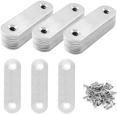 Jiozermi 24 Pcs Straight Brace, 2.4" x 0.6", Stainless Steel Silver