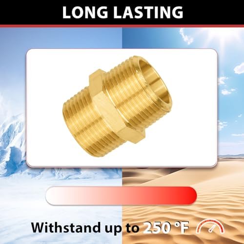 5Pcs EFIELD Hex Nipple 3/4"x 3/4"NPT Male Brass Pipe Fitting(NPT014-5)