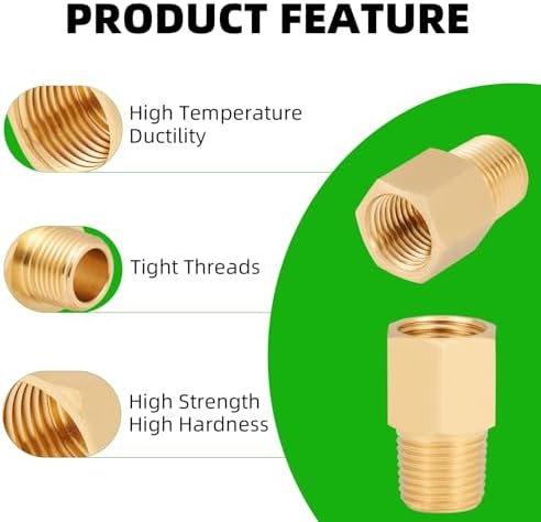 Brass Pipe Fitting,1/8 Inch NPT Male to 1/8 Inch NPT Female Brass Pipe Hose Tube Fitting 1/8'' Male NPT to 1/8'' Reducer Adapter 5pcs (1/8 npt male x 1/8 npt female)