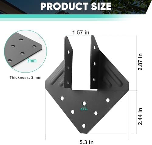 30 Pcs 14-Gauge Heavy Duty Hurricane Ties, Black Joist Hangers