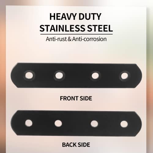 Jiozermi 8 Pcs Straight Brace, 3.9" x 0.8", Stainless Steel,Black