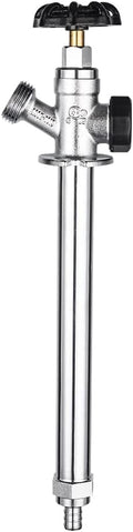 EFIELD 12-inch Anti-Siphon Frost Free Sillcock 1/2 inch Barb Crimp Pex X 3/4 inch Hose Bibb, Chrome Plated Brass Body, 12 inch Length,(SILLCOCK023)