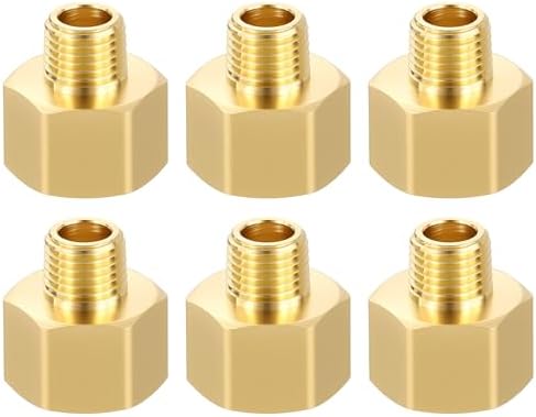 METALLIXITY 6PCS 1/2" FNPT x 1/4" MNPT Thread Brass Hex Extension Adapters