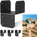 4Pcs 4x4 Joist Anchor Connector - Heavy Duty Steel Post Cap Tie Brakcet, 16 Gauge Carbon Steel 4x4 Post Connector Brackets, Post to Beam Connector Fits 2x4 Lumber(Actual Size 3.5"x3.5")