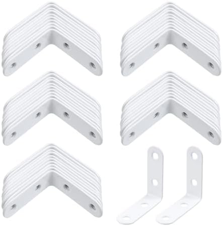 MY MIRONEY 50PCS White Right Angle Corner Braces Brackets, 2" x 2"