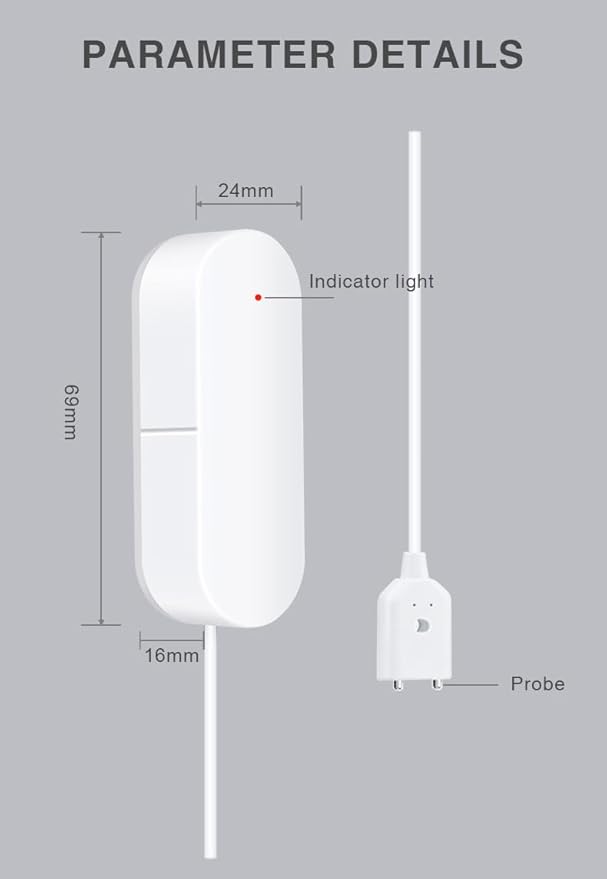 UseeLink WiFi Water Sensor, Smart Water Leak Detector, 100dB Adjustable Alerts & App Smart Push, IP67 Waterproof, Wireless Detector for Kitchen, Bathroom, Basement, No Hub Required