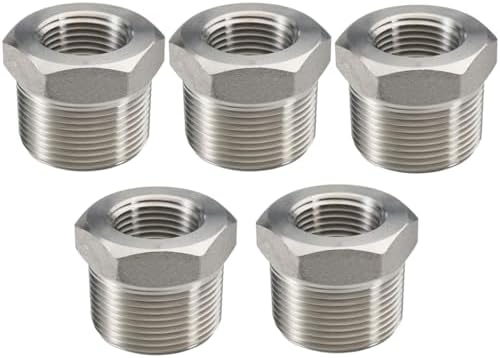 Beduan 304 SS Reducer Hex Bushing 1 Male to 1/4 Female NPT Reducing 5PCS