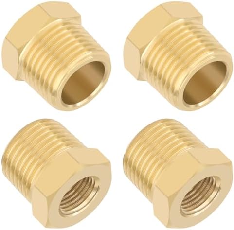 KOOTANS 4pcs 3/8 NPT Male x 1/8 NPT Female Brass Reducer Hex Bushing