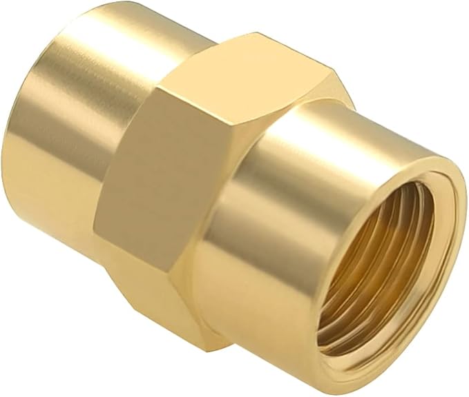 Hooshing 10PCS 1/8" x 1/8" NPT Female Coupler Brass Pipe Fitting Hex Coupling for Industry Oil Fuel