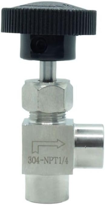 1 Piece Stainless Steel 304 Instrument Gas Angle Needle Valve 1/4" NPT Female x 1/4 NPT Female