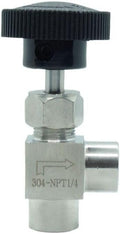 1 Piece Stainless Steel 304 Instrument Gas Angle Needle Valve 1/4" NPT Female x 1/4 NPT Female