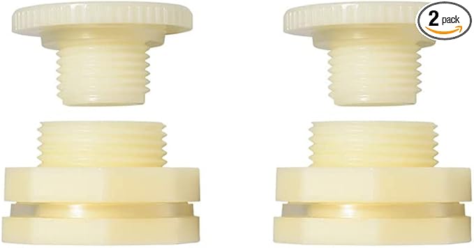 Quickun 1" ABS Bulkhead Water Tank Connector Adapter Fitting with Plugs Thru-Bulk Pipe Fitting (Set of 2)