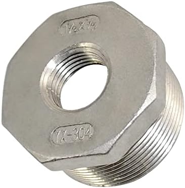 1/4" Male NPT to 1/8" Female NPT Female Reducing/Reducer Bushing Pipe Fitting,Adapter,Stainless Steel SS 304 Hex Bushing (1-1/2" Male to 1/2" Female)