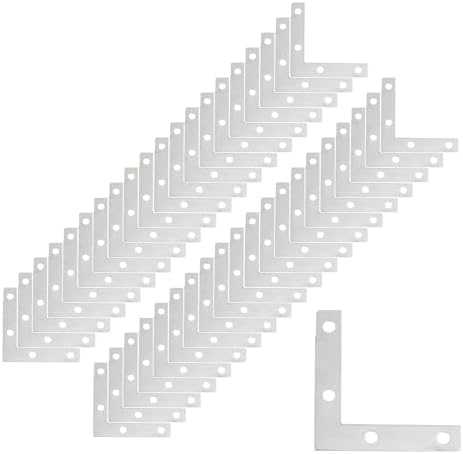 Wealrit 40PCS Silver L Flat Shape Brace Corner Bracket,1.97" Support Brace