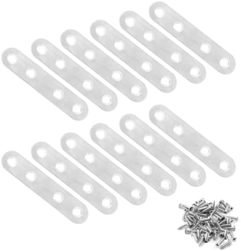 Jiozermi 12 Pcs Straight Brace, 3" x 0.7", Stainless Steel Silver