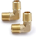 U.S. Solid 2pcs 90 Degree Barstock Street Elbow Brass Pipe Fitting 1/4" NPT Male Pipe to 1/4" NPT Male