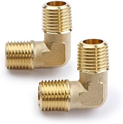 U.S. Solid 2pcs 90 Degree Barstock Street Elbow Brass Pipe Fitting 1/4" NPT Male Pipe to 1/4" NPT Male