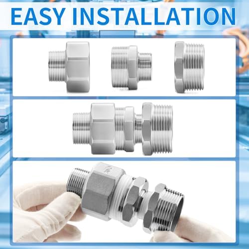 ChillWaves 304 Stainless Steel Pipe Fitting, Reducer Hex Bushing 1-1/4" NPT Male x 1" NPT Female Thread Adapter(3-PACK)
