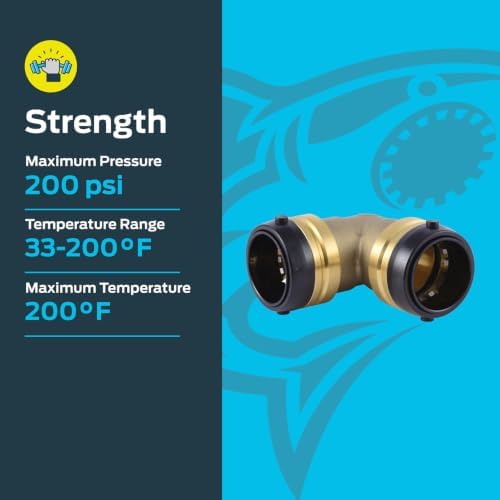 SharkBite 1-1/2 Inch 90 Degree Elbow, Push to Connect Brass Plumbing Fitting, PEX Pipe, Copper, CPVC, PE-RT, HDPE, UXL0241