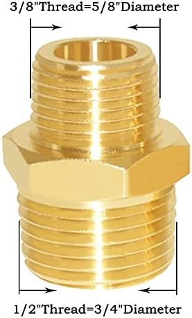 Joywayus 2 Pack Brass 1/2" NPT Male to 3/8" NPT Male Pipe Fitting Adapter