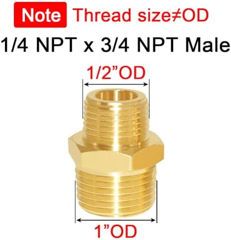 Joywayus 2 Pack Brass 3/4" NPT Male to 1/4" NPT Male Pipe Fitting Adapter