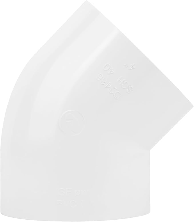 4" 45 Degree PVC Elbow Pipe Fitting Connector (Socket x Socket) Furniture Build Grade SCH40 4 Inch 45 Degree Elbow PVC Corner Adapter for Home Sewer Plumbing Water Line