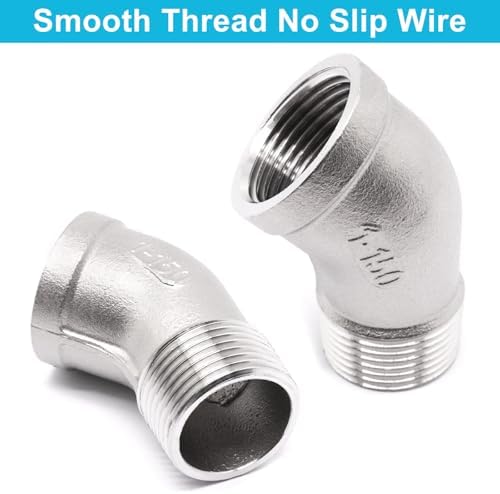 1PCS 45 Degree Elbow Fittings, 1" NPT Male Pipe to 1" NPT Female 304 Stainless Steel Pipe Fitting, Connector Coupler Apply to Outdoor/Garden/Industrial