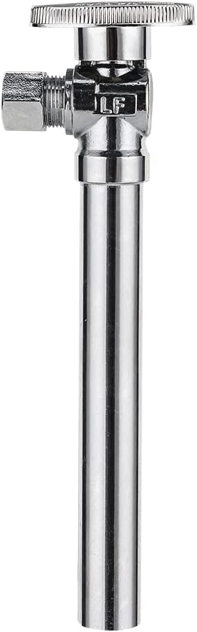 EFIELD 1/4-Turn Angle Stop Valve with 5-inch Sweat Copper Tube Extension, 1/2 inch Sweat x 3/8 inch OD Comp, Chrome Plated,(VALVE145)